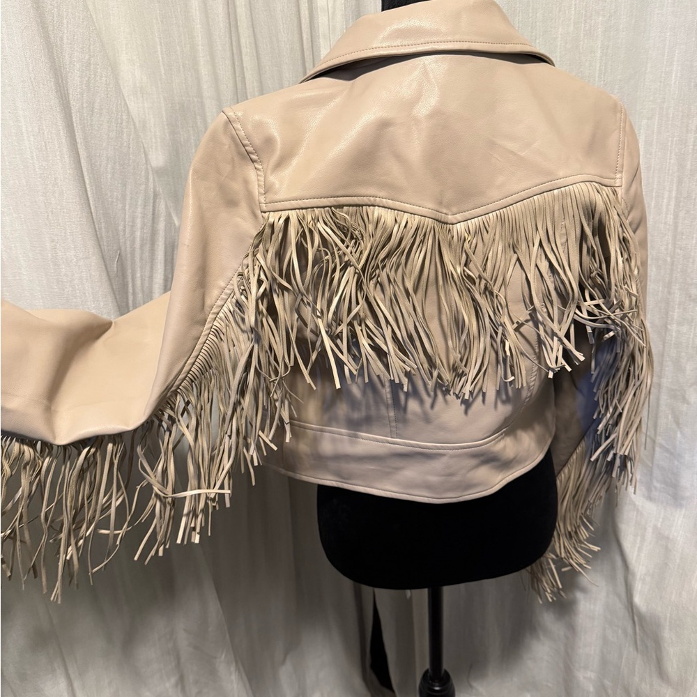 Women's Cream Fringe Jacket - Picture 5 of 5